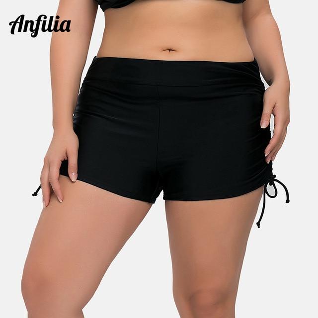 Anfilia Women High Waist Swimming Trunks Ladies Plus Size Bikini Bottom Polka Dot Swimwear Briefs Tankini Swimming Trunks