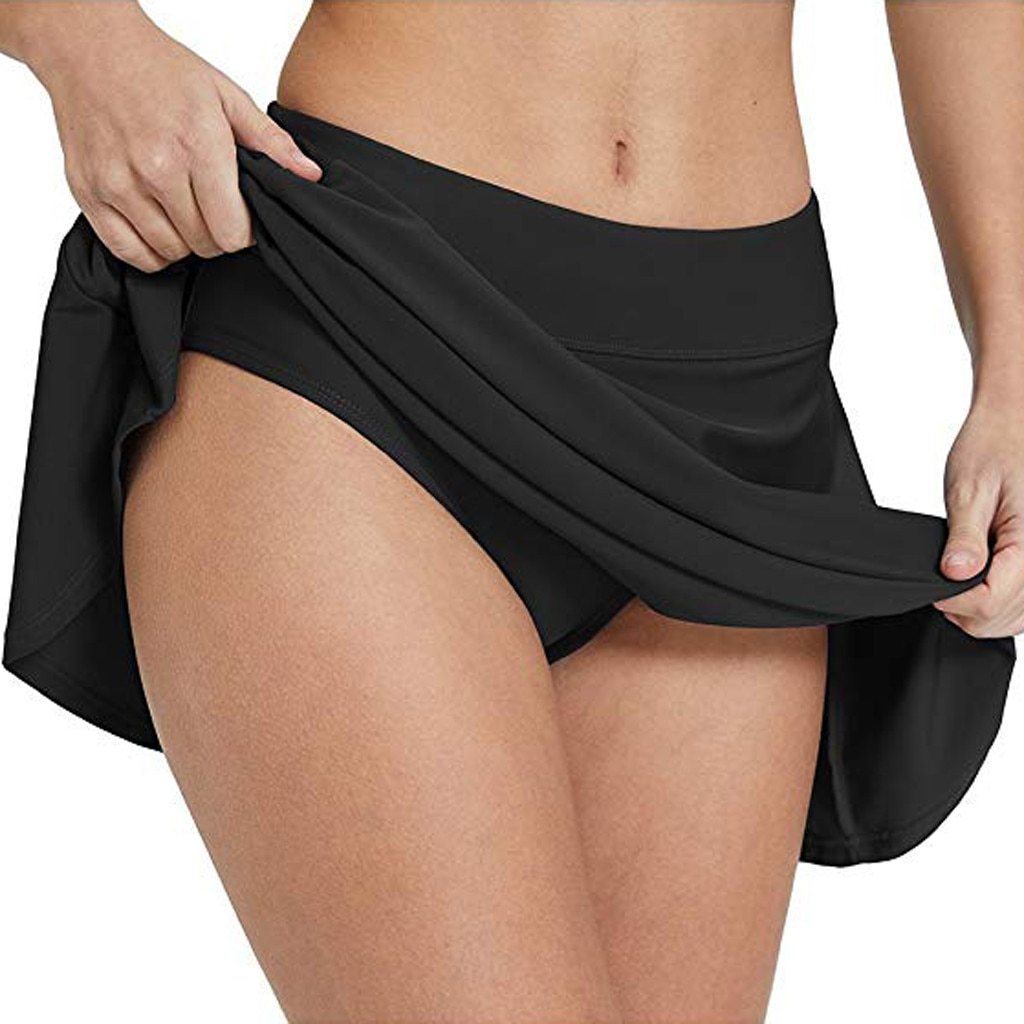 High Waisted Bikini Bottoms Swimwear Shorts Black Bathing Suit Bottoms Women Swim skirt swimsuit Pleated sexy Briefs panties