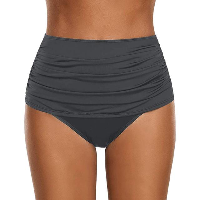 High Waisted Bikini Bottoms Swimwear Shorts Pleated White Bathing Suit Bottoms Tankini Women Swim skirt swimsuit Briefs panties