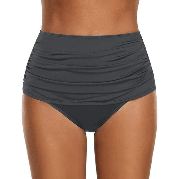 High Waisted Bikini Bottoms Swimwear Shorts Pleated White Bathing Suit Bottoms Tankini Women Swim skirt swimsuit Briefs panties