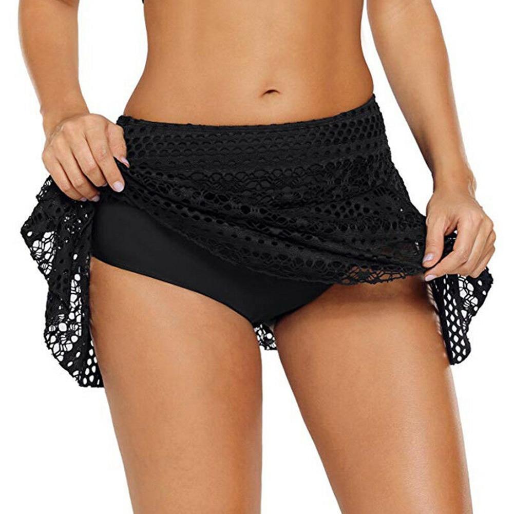 Monokini Bathing Swim Beach Sexy Solid Lace Shorts Skirt Holiday Ladies Women Bikini Bottom Crochet Out Swimwear Summer