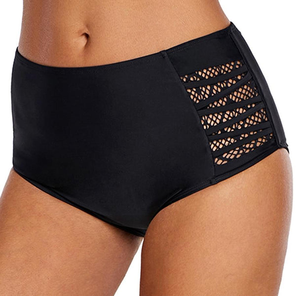 Sexy Women Swim Bottom Plus Size Strappy Lace Hollow Out Swimwear Back Coverage Bikini Bottom Bathing Beach Short Swimsuit XXXL