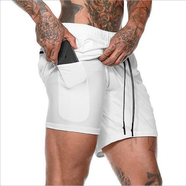 2019 Men 2 in 1 Beach Shorts Athletic Gym Sports Running Training Swimwear Quick Drying Workout Fitness Short Pant