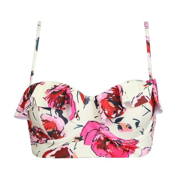 FORUDESIGNS 2018 Women Halter Neck Swim Bikini Tops Bandeau Swimwear Violet Push Up Underwire Strapless Bra Strappy Bralette Top