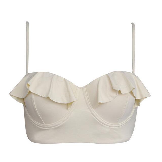 FORUDESIGNS 2018 Women Halter Neck Swim Bikini Tops Bandeau Swimwear Violet Push Up Underwire Strapless Bra Strappy Bralette Top