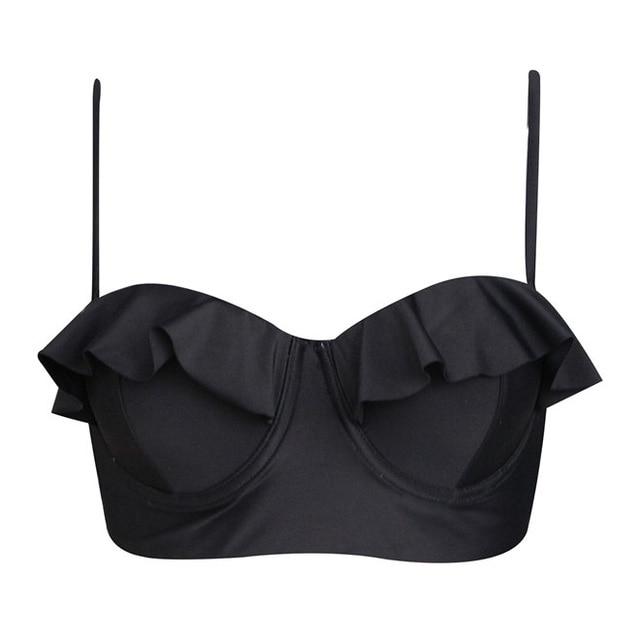 FORUDESIGNS 2018 Women Halter Neck Swim Bikini Tops Bandeau Swimwear Violet Push Up Underwire Strapless Bra Strappy Bralette Top