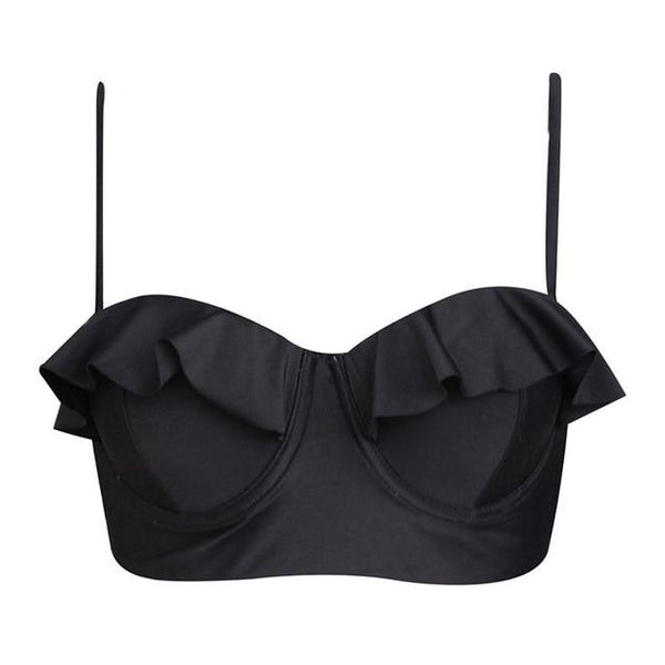 FORUDESIGNS 2018 Women Halter Neck Swim Bikini Tops Bandeau Swimwear Violet Push Up Underwire Strapless Bra Strappy Bralette Top