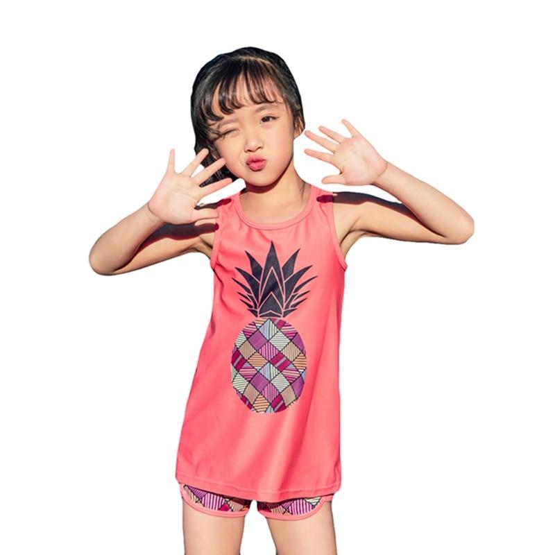 Little Girls Kids Two-Piece Tankini Swimsuit Children\'s Split Swimsuit Swimming Suit Girls Kids Top and Pants Suit Swimwear