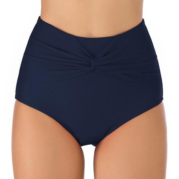 Riseado Red Bikini Bottom New Ruched Swimwear Women Sexy Solid Swimsuit High Waist Bathing Suit Women 2019 Summer Beach Wear