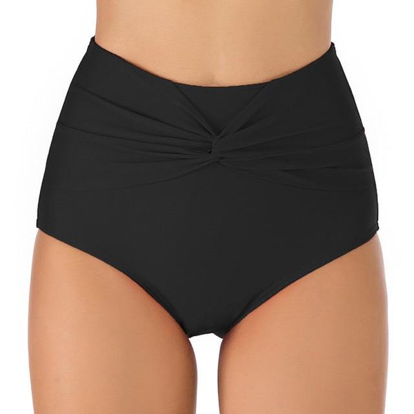 Riseado Red Bikini Bottom New Ruched Swimwear Women Sexy Solid Swimsuit High Waist Bathing Suit Women 2019 Summer Beach Wear