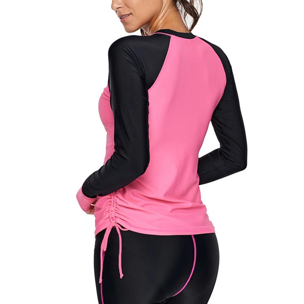 FangNymph Women Long Sleeve Swimming Pullover Ladies Swim Blouse Top Swimsuit Swimwear