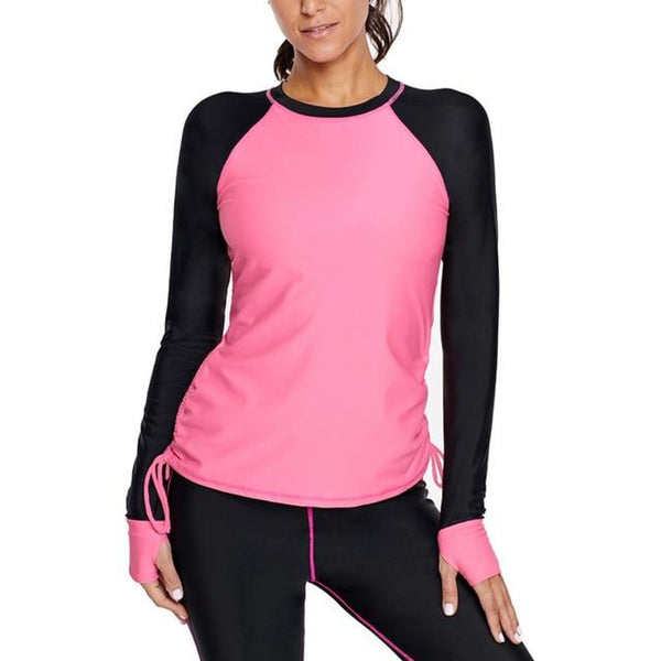 FangNymph Women Long Sleeve Swimming Pullover Ladies Swim Blouse Top Swimsuit Swimwear