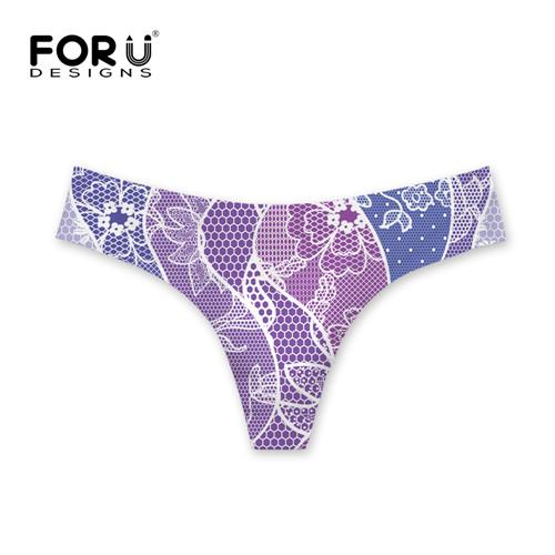 FORUDESIGNS Thong Swimsuit Female G-string Lace 3D Printing Women Bikinis Bottom Swimming Trunks Sexy Swimwear Shorts Women