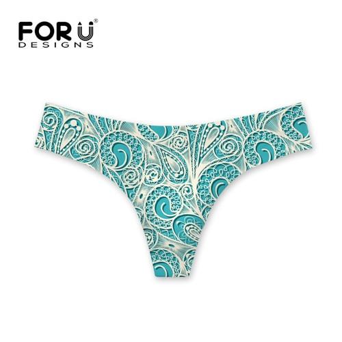 FORUDESIGNS Thong Swimsuit Female G-string Lace 3D Printing Women Bikinis Bottom Swimming Trunks Sexy Swimwear Shorts Women