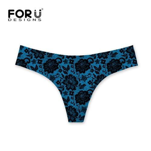 FORUDESIGNS Thong Swimsuit Female G-string Lace 3D Printing Women Bikinis Bottom Swimming Trunks Sexy Swimwear Shorts Women
