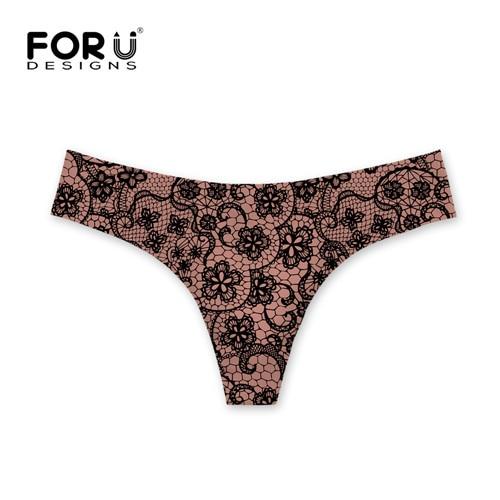 FORUDESIGNS Thong Swimsuit Female G-string Lace 3D Printing Women Bikinis Bottom Swimming Trunks Sexy Swimwear Shorts Women