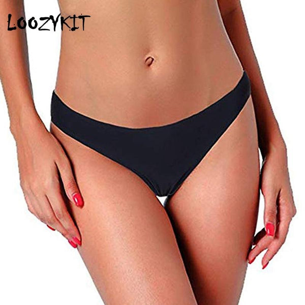 Loozykit Women Shorts Swimwear Fold Solid Panties Single Piece Low Waist Holiday Beach Shorts Quick Dry Female Basic Bottom