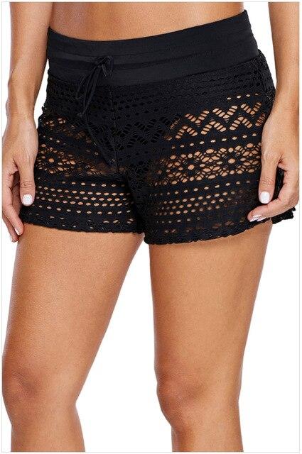 Suzhan Womens Hollowed Out Lace Swimming Shorts Bottoms Lace Boxers Trunks Beach Swimwear