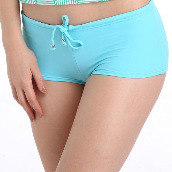 2XL Plus size swimsuit 2018 women's swimming trunks blue bandage swimwear nylon bikinis set summer beach bottoms cheap pants
