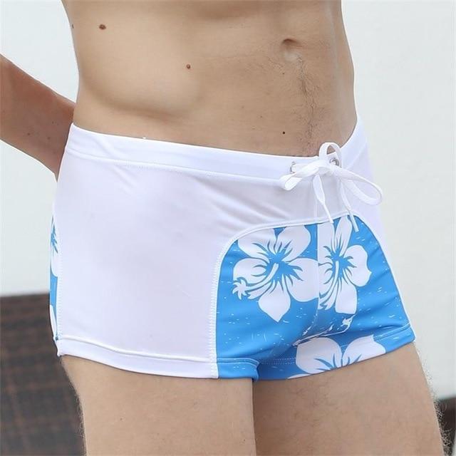 New Sexy Style Swimsuits Trunks Floral Printing Bathing Shorts Drawstring Swimwear Board Shorts Beachwear Bottoms