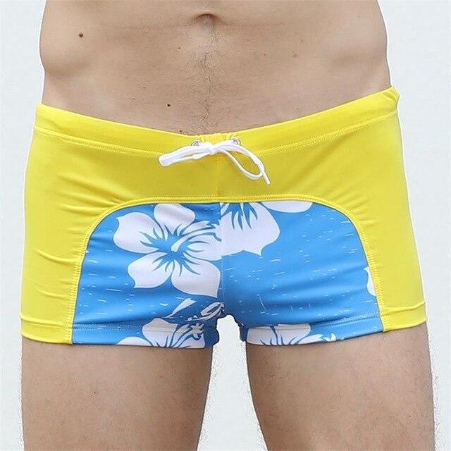 New Sexy Style Swimsuits Trunks Floral Printing Bathing Shorts Drawstring Swimwear Board Shorts Beachwear Bottoms