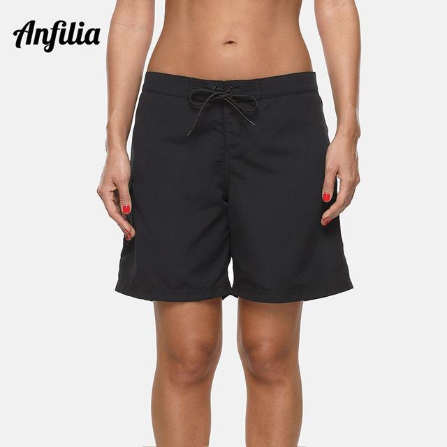 Anfilia Women's Beach Trunks Ladies Strappy Beach Bottom Boy Shorts Swimwear Pocket Briefs Swimming Bottom