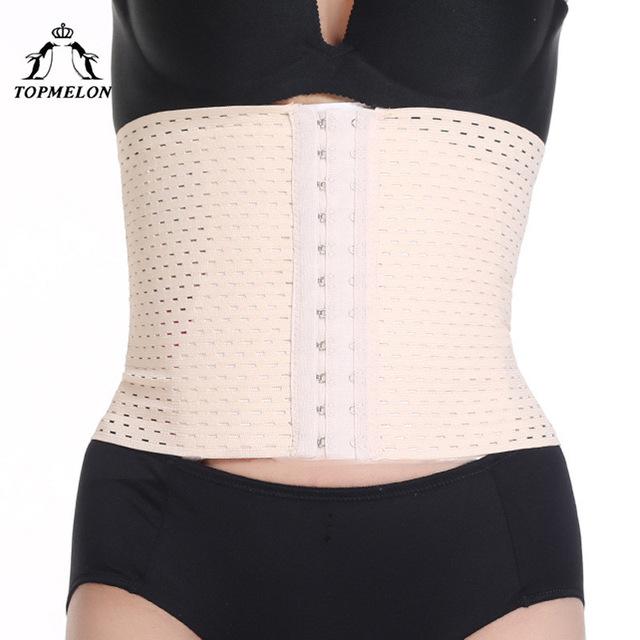TOPMELON Belly Slimming Belt Hollow Out Waist Trainer Modeling Strap Body Shaper Shapewear Breathable Underbust Corset Plus Size