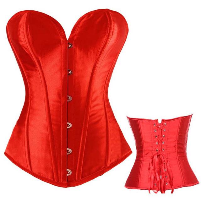 TOPMELON Corset Steampunk Waist Trainer Bustier Gothic Corselet Corset Women Silky Solid Party Shows Club Party Corset Tops