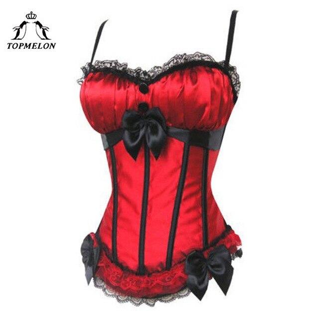 TOPMELON Corset Sexy Women Bustier Corselet Steampunk Gothic Corsets and Bustiers Bow Lace Up Party Club Corset Tops Vest 6XL