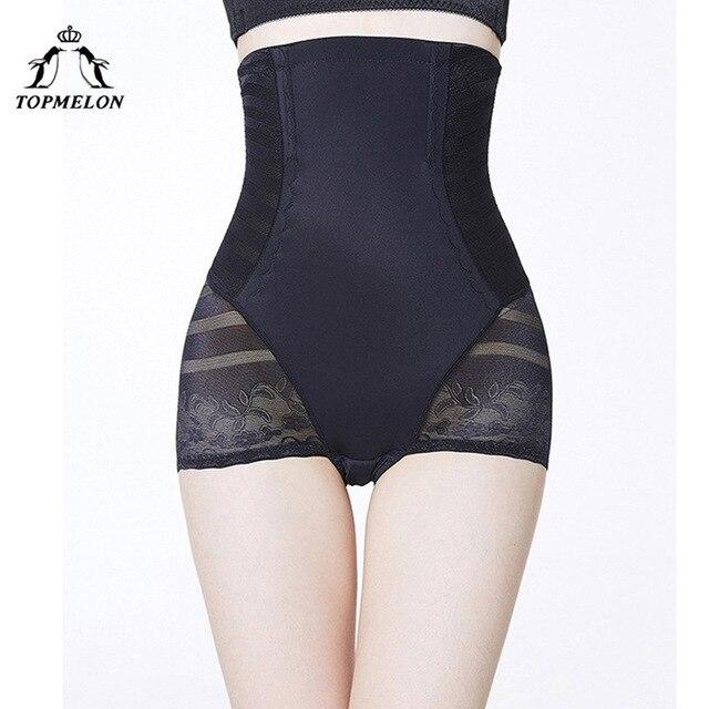 TOPMELON Control Pants Slimming Underwear Women Body Shaper Butt Lifter Waist Trainer High Waist Floral Spliced Silky Panties