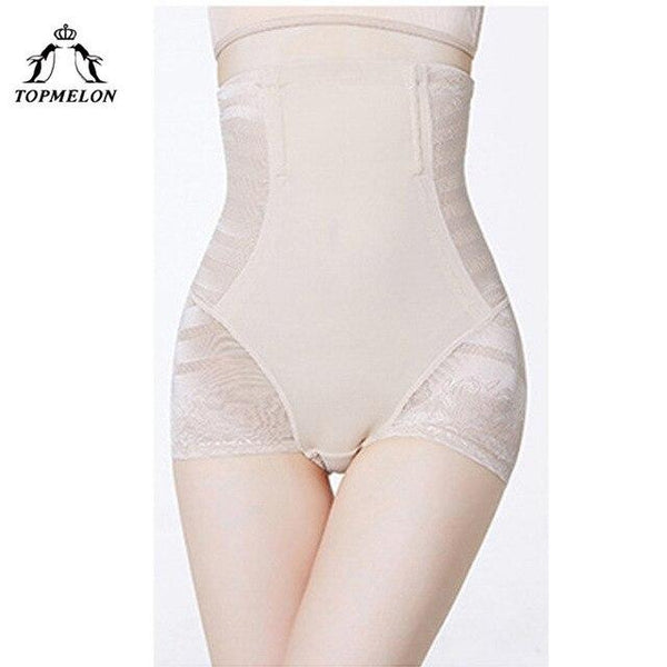 TOPMELON Control Pants Slimming Underwear Women Body Shaper Butt Lifter Waist Trainer High Waist Floral Spliced Silky Panties