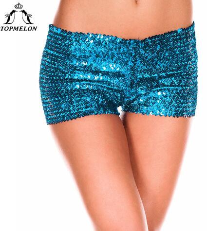 TOPMELON Control Pants Butt Lifter Slimming Sequined Low Waist Short Mini Panties Women Shapwear Fashion Club Party Shinny Pants