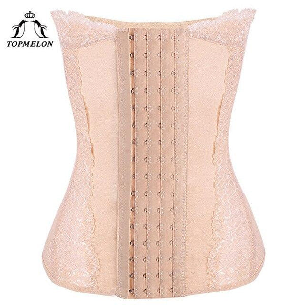 TOPMELON New Waist Trainer Tummy Shaper Women Corset Underbust Floral Pattern 30cm Length Plus Size M-4XL Girdle Belts