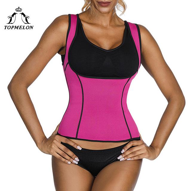 TOPMELON Sweat Waist Trainer Wome's Underbust Shaper Tops Slimming Corset Plus Size S-3XL Red Blue Purple Black Body Shapers