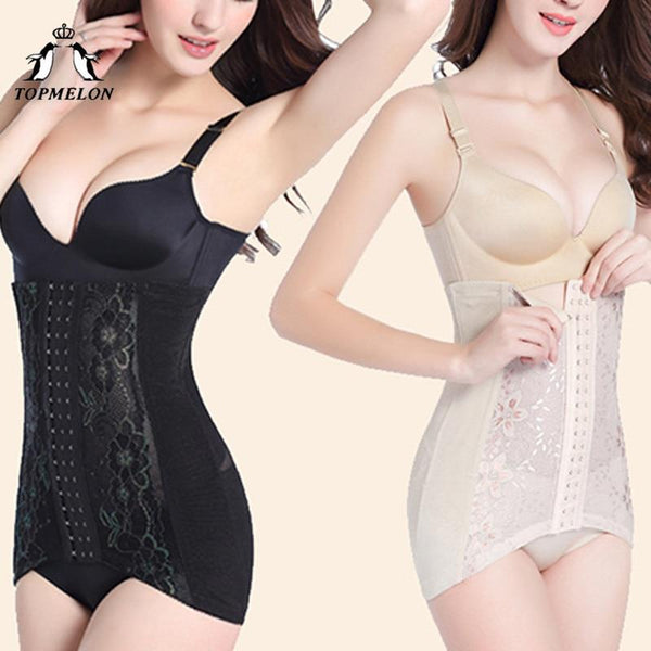 TOPMELON Modeling Strap Control Pants Underwear Women Waist Trainer Body Shaper High Waist Lace Floral Belly Slimming Sheath