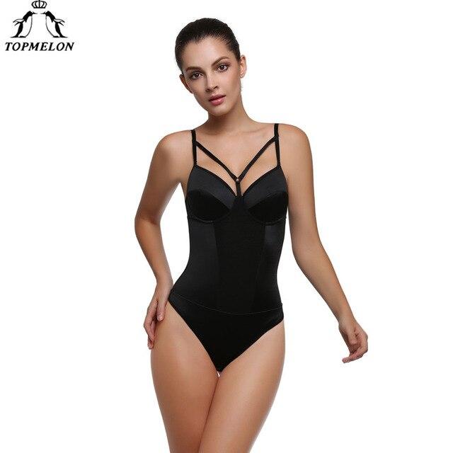 TOPMELON Women Sexy Push Up Slimming Underwear Bodysuits Gothic Waist Tummy Control Shapewear Backless Black Body Shapers Tops