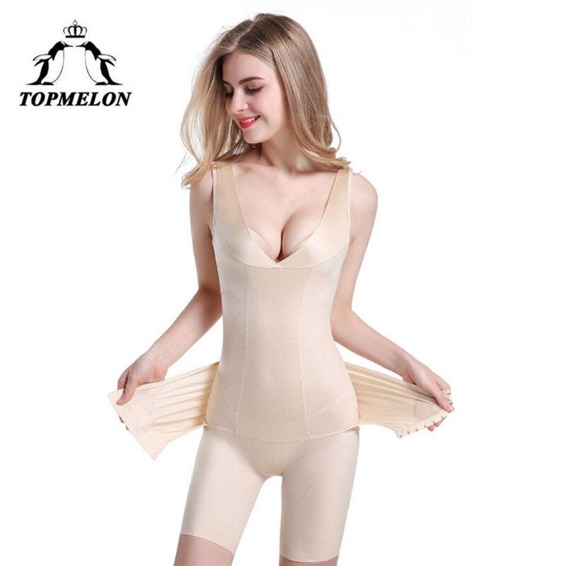 TOPMELON Body Shaper Seamless Underwear Waist Trainer Tummy Belly Control Bodysuits Hip Up Corset Push Up Bodysuit Plus Size