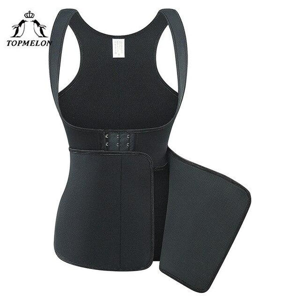 TOPMELON Shaper Women belly Control Corset Underbust Sauna Vest Black Double Layer XS-6XL Plus Size Mens Body Shaper