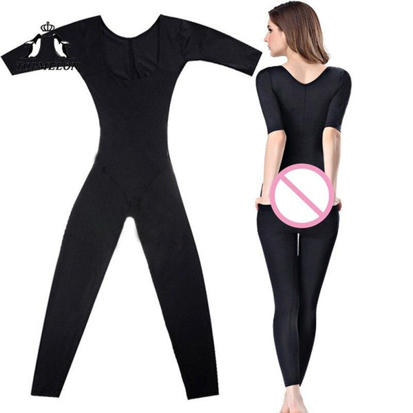 TOPMELON Full Bodysuit Body Shaper Women's Plus Size Midi Sleeve Tummy Shaper Midi Sleeve Slimming Shapewear Spandex