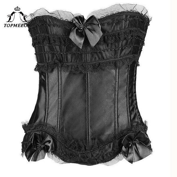 TOPMELON Sexy Corset Women Corset Steampunk Bustier Gothic Corselet Slimming Shapers Bow Solid Silky Wedding Shows Corset Tops
