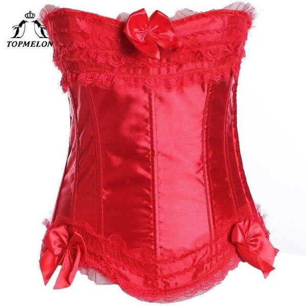 TOPMELON Sexy Corset Women Corset Steampunk Bustier Gothic Corselet Slimming Shapers Bow Solid Silky Wedding Shows Corset Tops