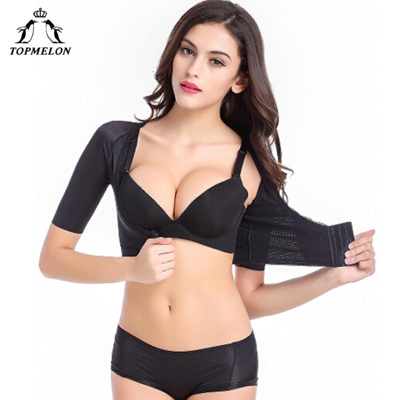 TOPMELON 2019 Arm Shaper Slimming Underwear Plus Size Shapewear Push Up Shaper Tops for Women Midi Sleeve Chest Corrective Tops