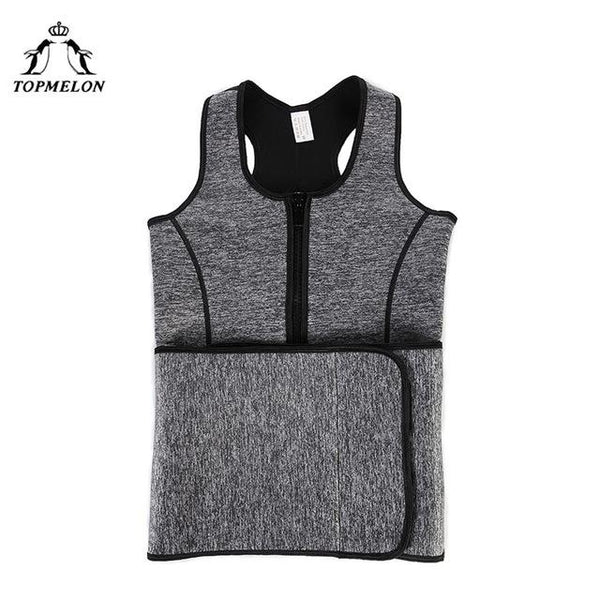TOPMELON Sauna Tops Shapewear Neoprene Belly Slimming Sheath Belt Body Shaper Corset Sweat Sleeveless Zipper Work Out Vest