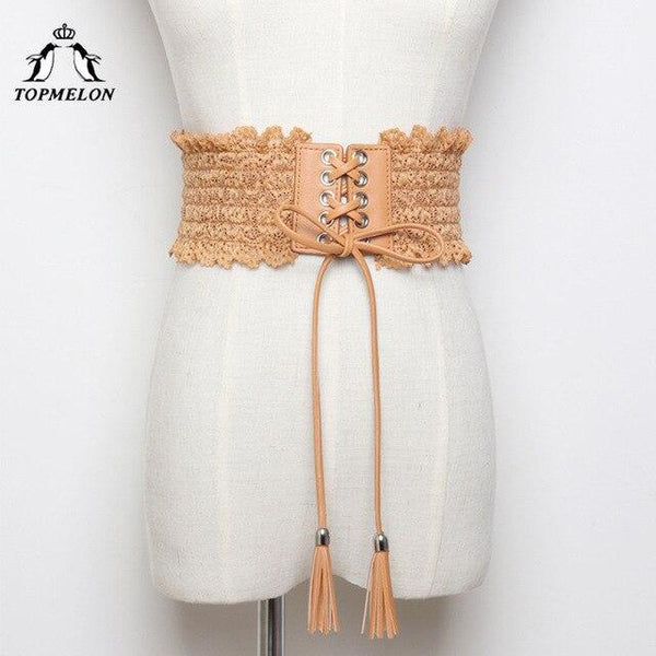 TOPMELON Modeling Strap Slimming Belt Waist Trainer Body Shaper Shapewear Belly Slimming Sheath Ruffles Lace Up Waist Shapers