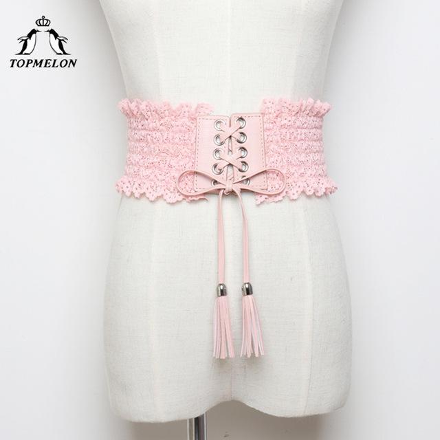 TOPMELON Modeling Strap Slimming Belt Waist Trainer Body Shaper Shapewear Belly Slimming Sheath Ruffles Lace Up Waist Shapers