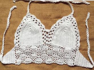 Wholesale Hand-Woven Women Swimwear Sexy Lady Beach Wear Summer Knitted Chest Wrap Handmade Crochet Halter Top