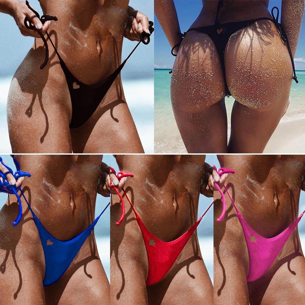 2019 Triangle Bathing Suit Women Swimwear Brazilian Cheeky Bikini Bottom Side Tie Thong Bathing Swimsuit #0204