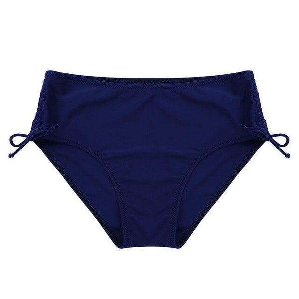 Womens Plus Size Swimwear Mid Waist Solid Brief Bikini Bottom with Side Drawstring Beach Swimming Bottoms Briefs Underwear Panty