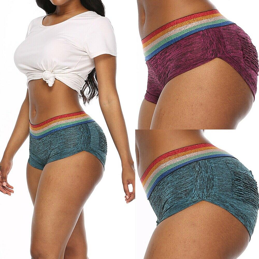 Summer Woman Ladies High Waist Rainbow Swimwear Beachwear Trunks Shorts Bottom Swimming