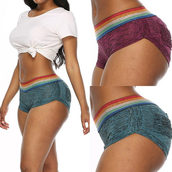 Summer Woman Ladies High Waist Rainbow Swimwear Beachwear Trunks Shorts Bottom Swimming